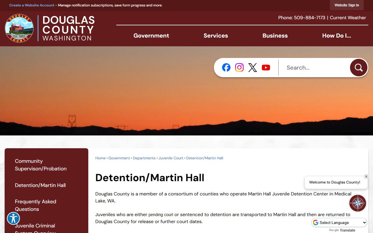 Douglas County Martin Hall Juvenile Detention Center official page
